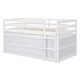 preview thumbnail 132 of 144, Twin/Full Size Low Loft Bed with Retractable Writing Desk and 4 Drawers, Wooden Loft Bedframe w/ Lateral Portable Desk & Shelves