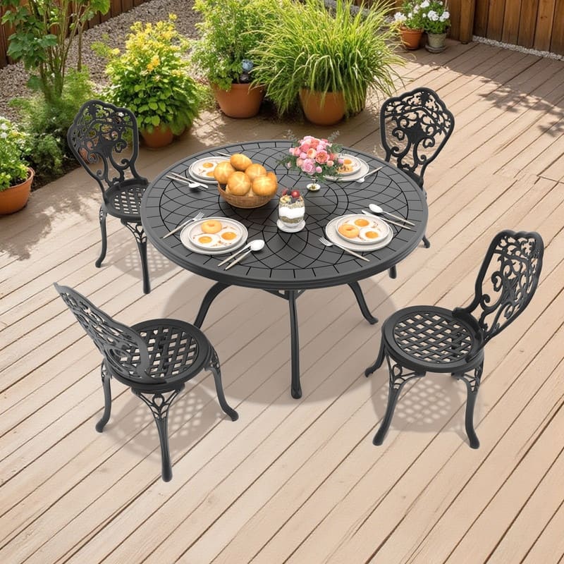 Traditions 5-Piece Patio Outdoor Dining Set with 4 Dining Chairs and Round Table, Rust Free