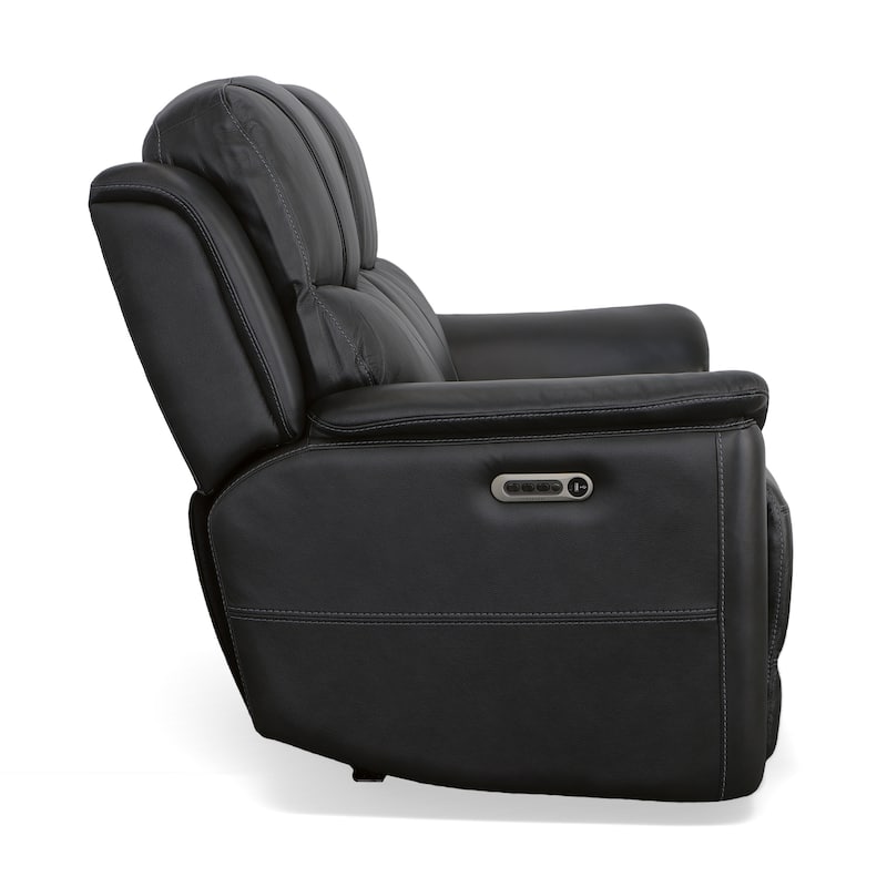 Crew Top Grain Leather Power Reclining Loveseat with Power Headrests & Lumbar