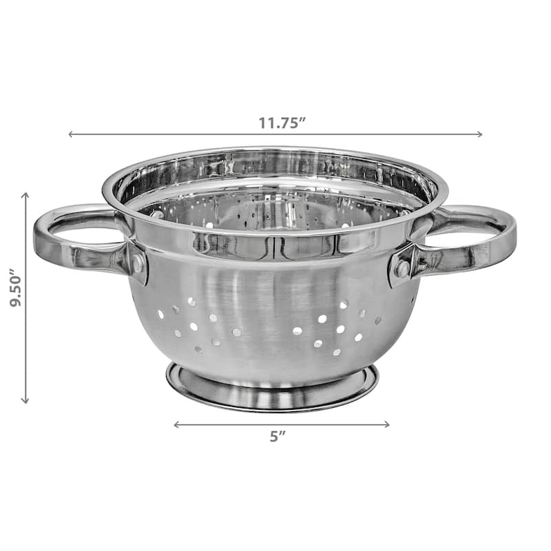 IH Casa Decor Stainless Steel Deep Colander With Handles 9.5" - Silver