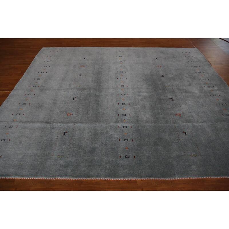 Hand Knotted Oriental 100% Wool Carpet Tribal Animal Pictorial Greys & Charcoal Gabbeh Area Rug - 9' 9'' X 8' 3''
