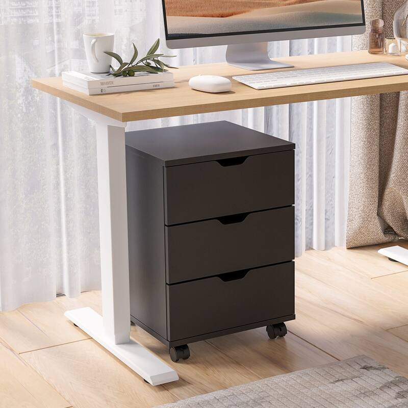 3-Drawer Vertical Filing Cabinet Rolling Wood Mobile File Cabinets Under Desk for Home Office with Casters (Fully Assembled)