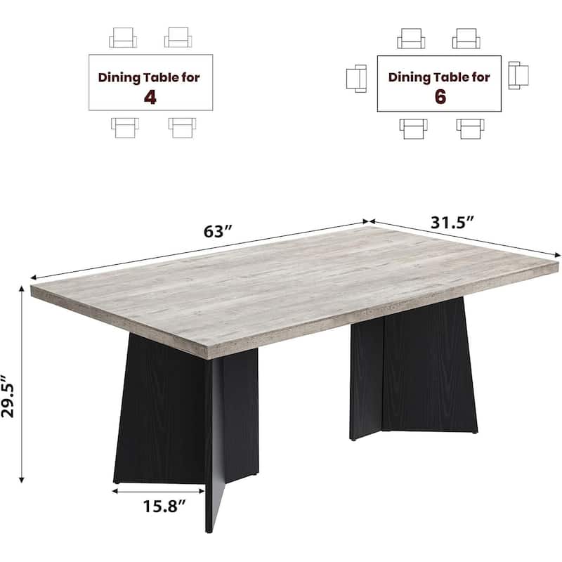 63" Modern Kitchen Dining Table for 6-8 People for Kitchen, Conference Room, Home