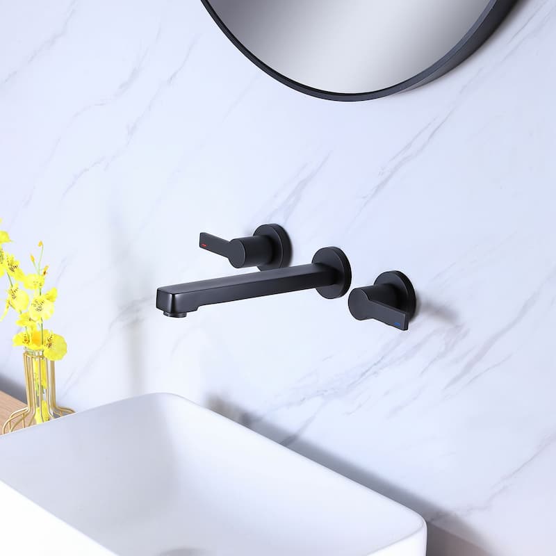 Matte Black 2-Handle Wall Mount Bathroom Faucet