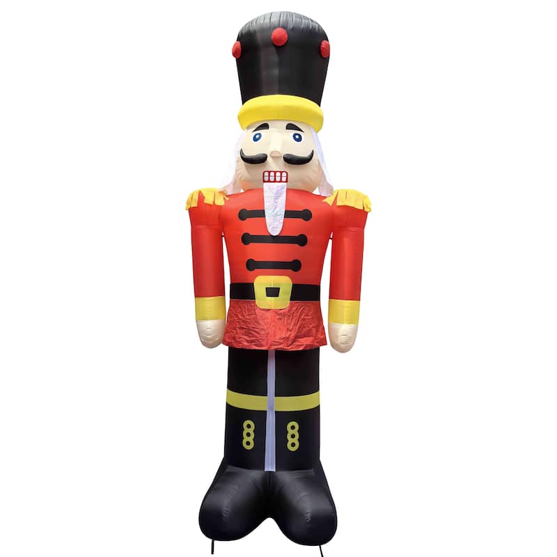 Lighted Inflatable Nutcracker Soldier Commercial Outdoor Christmas Decoration - 20' - Red