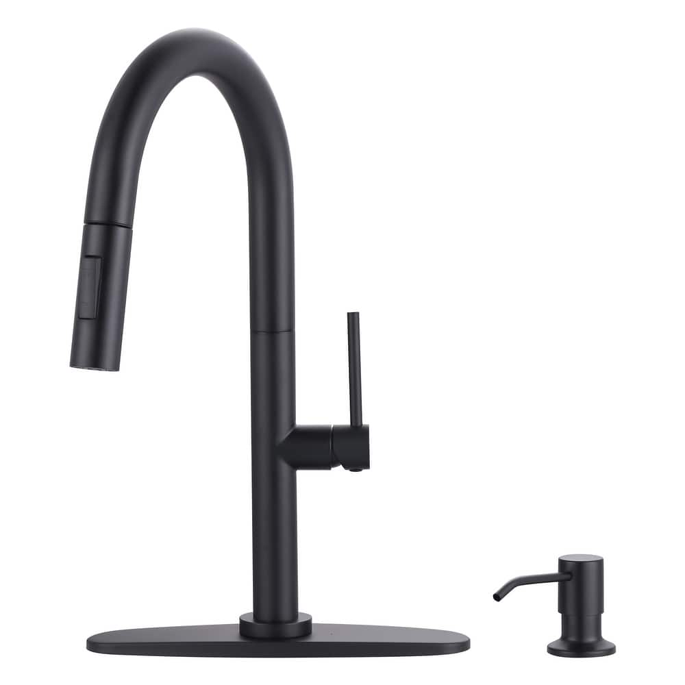 WOWOW Single Handle Pull Down Kitchen Faucet with Soap Dispenser