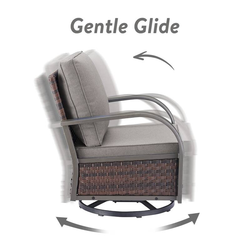 Gymojoy Industrial Style Outdoor Wicker Swivel Glider Chairs Set of 2