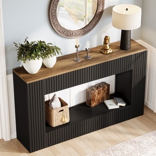 Modern Console Table, 55-Inch Wood Entryway Table with Storage