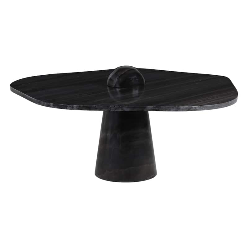 Pearl Marble Coffee Table Sculptural Pedestal Base - 17" Black - 36" x 36" x 17"