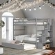 preview thumbnail 1 of 24, Modern & Clean Design Twin over Twin Bunk Beds With Twin Trundle and Stairway Storage Function White