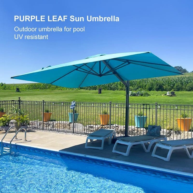 PURPLE LEAF Sturdy Heavy-duty Patio Cantilever Offset Umbrella with 360-degree Rotation