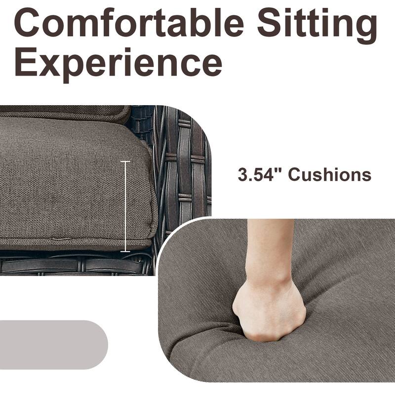 Gymojoy 7-Piece Outdoor Wicker Patio Furniture with 3 Seat Sofa, Rattan Coversation Set with Water Resistant Thick Cushions