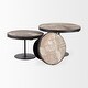 preview thumbnail 3 of 14, Lorenz Light Brown Wood w/Black Metal Base Round Decorative Display Stands (Set of 3)