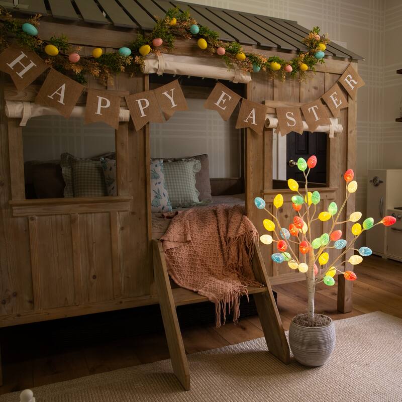 3-ft Pre-Lit Artificial Easter Twig Tree with 40 Egg Shaped LED
