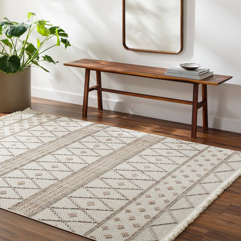 Deaton Moroccan Area Rug - Light Gray/Cream - 7' 9" x 10'