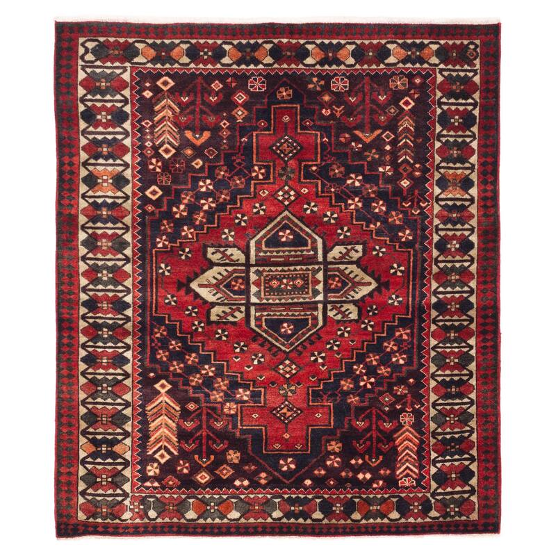 ECARPETGALLERY Hand-knotted Anatolian Vintage Dark Navy Wool Rug - 5'5 x 6'3