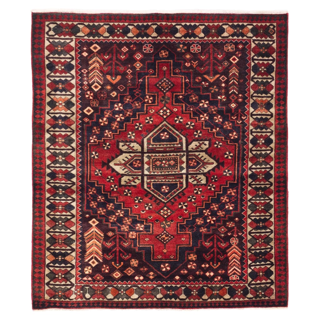 ECARPETGALLERY Hand-knotted Anatolian Vintage Dark Navy Wool Rug - 5'5 x 6'3