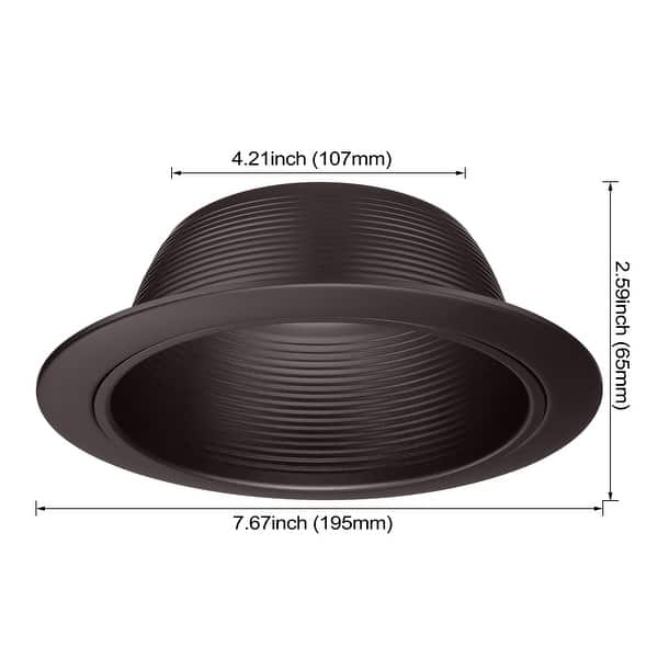 dimension image slide 1 of 5, 12-Pack 6 Inch Recessed Can Light Trim, Metal Step Baffle Trim
