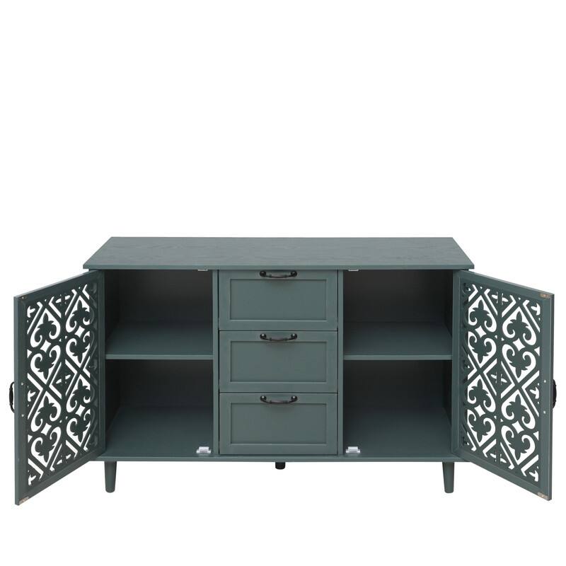 American Style Wood Sideboard Buffet Cabinet with 3 Storage Drawers and 2 Doors