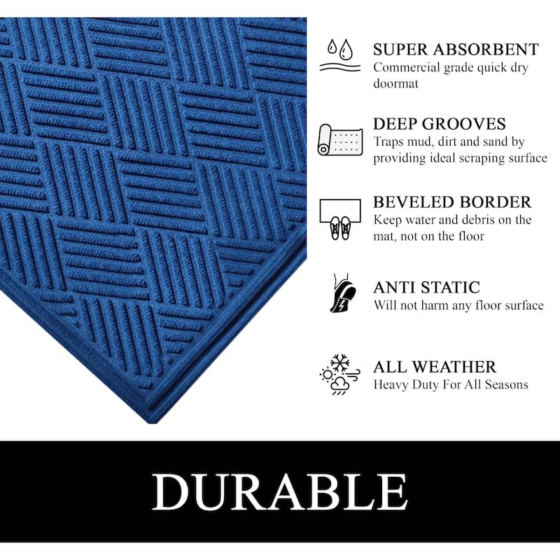 A1HC New All Weather Superior Dirt and Moisture Absorbing Polypropylene Door Mat with Non-Slip Backing for Inside Outside Use