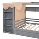 preview thumbnail 25 of 40, Full Size Wood House Bed with 2 Drawers and Shelves, Kids Platform Storage Bed Frame with Wardrobe and Small Curtain
