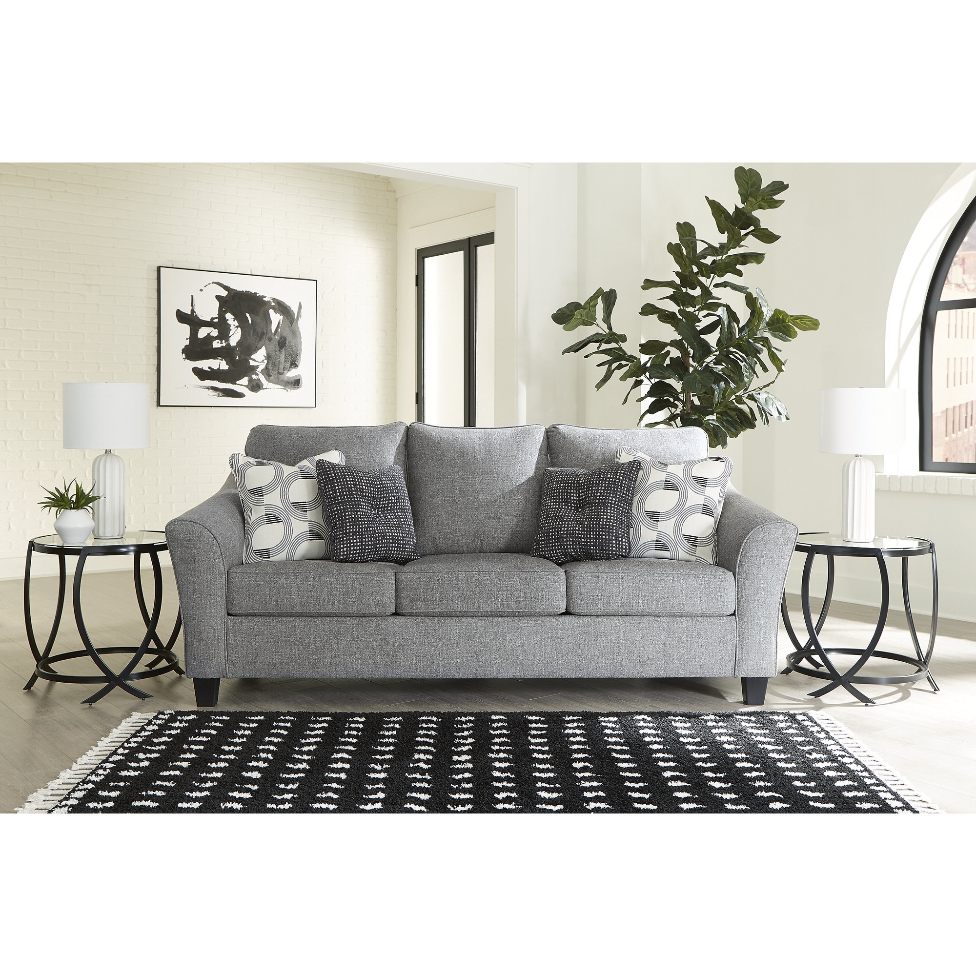 Signature Design by Ashley Mathonia Smoke Sofa - 92"W x 40"D x 41"H