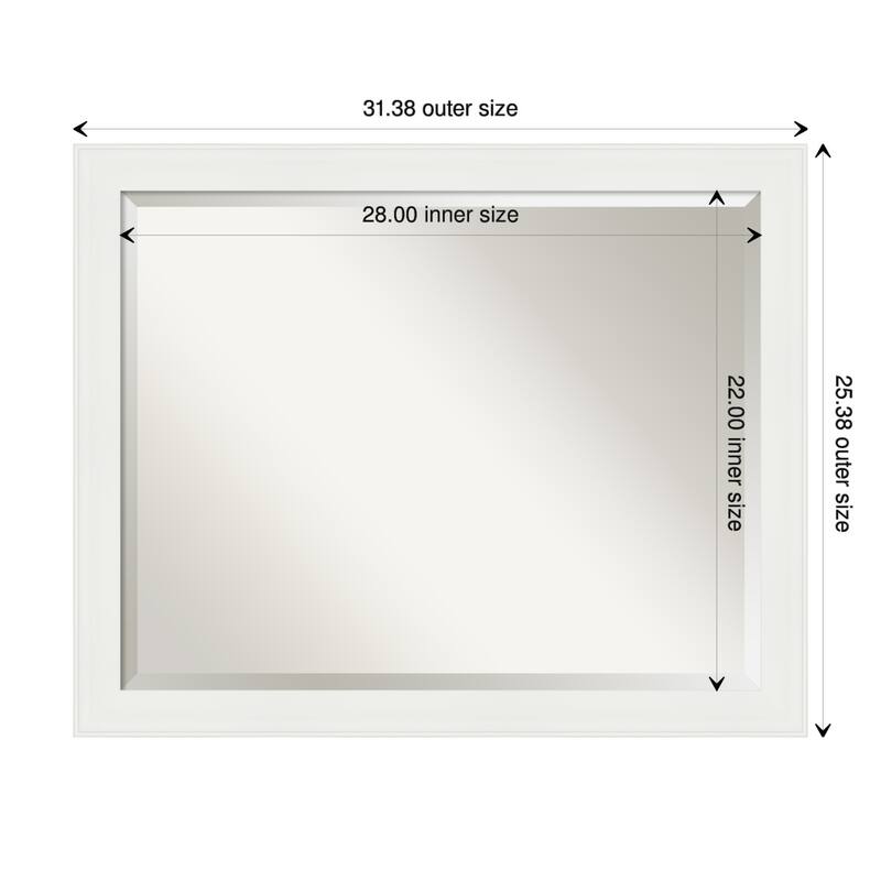 Beveled Wall Mirror - Vanity White Narrow Frame - Vanity White Narrow - 31.5 x 25.5-inch