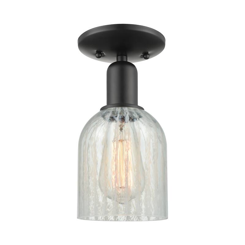Innovations Lighting Endless Possibilities Arcadia - Caledonia - 1 Light 5" Semi-Flush Mount with Mouchette Shade - Mouchette/Matte Black