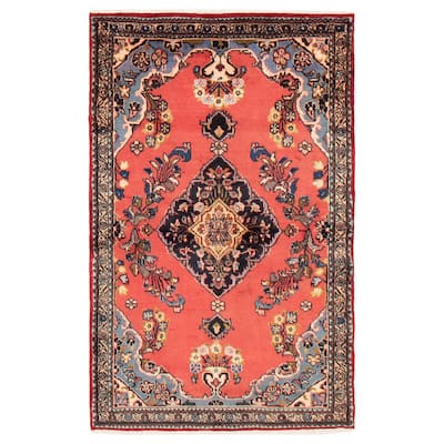 ECARPETGALLERY Hand-knotted Kayseri Vintage Coral Wool Rug - 3'9 x 5'10