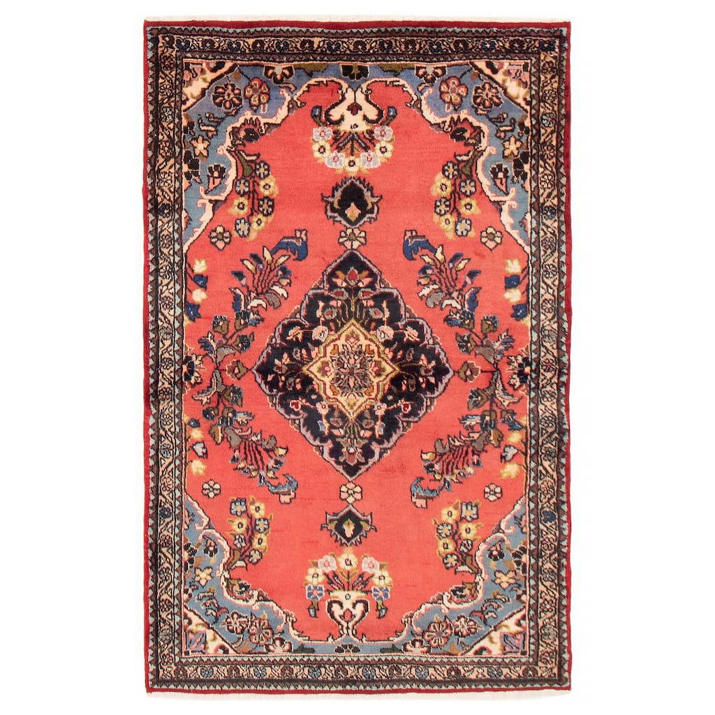 ECARPETGALLERY Hand-knotted Kayseri Vintage Coral Wool Rug - 3'9 x 5'10
