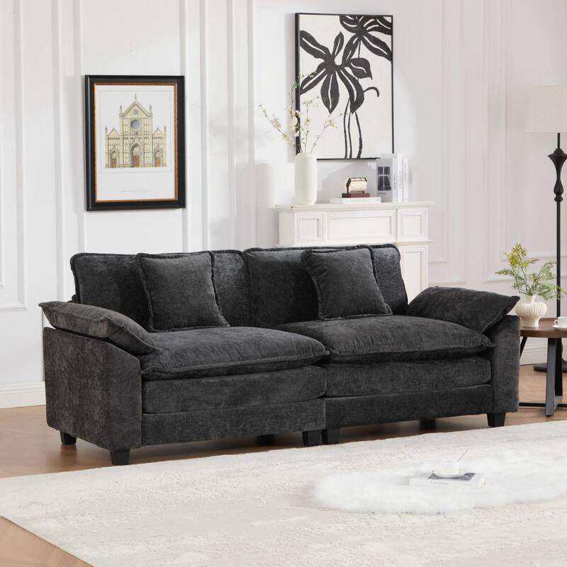 Modern Sectional Couch, for Living Room Bedroom and Apartment, Comfy Double Layer Upholstered Seat Cushion