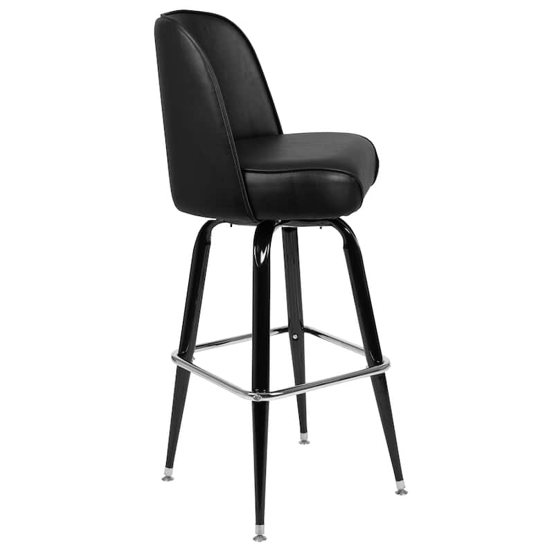 Metal Barstool with Swivel Vinyl Upholstered Bucket Seat and Footrest - 18.5"D x 18.5"W x 42.5"H