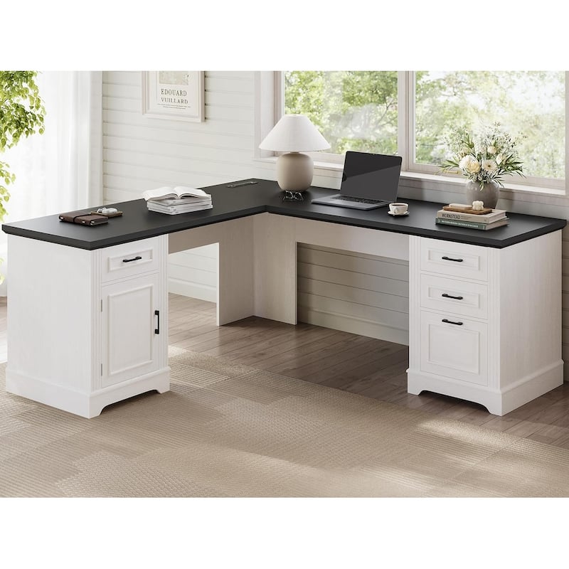 Executive L Shaped Desk Office Desk Drawers Storage Drawers Cabinet