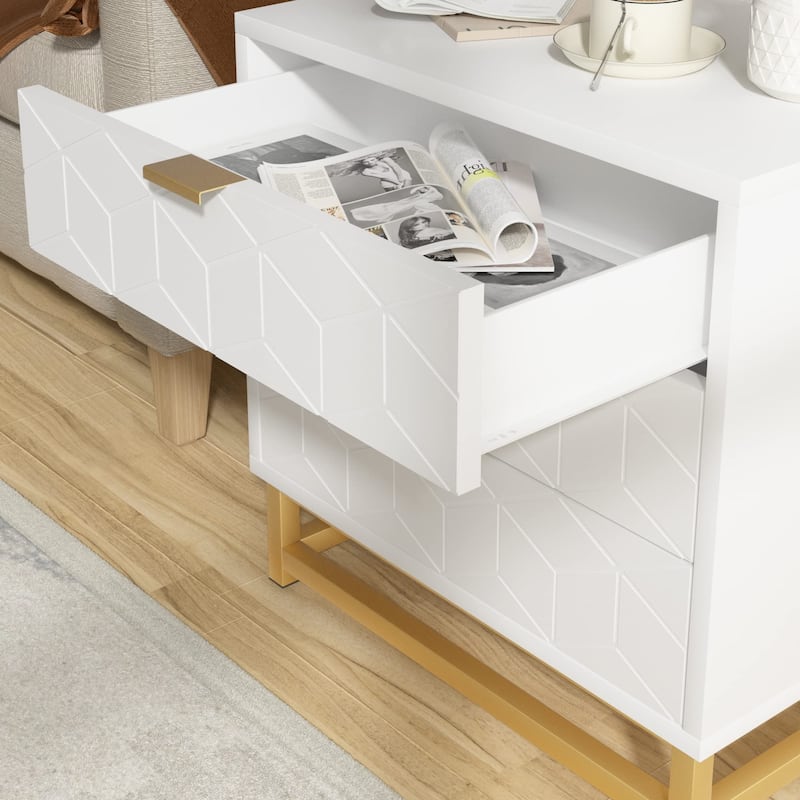 3 Drawer Dresser with Metal Legs, Wood Storage Chest for Bedroom, Living Room, Hallway, Wide Organizer