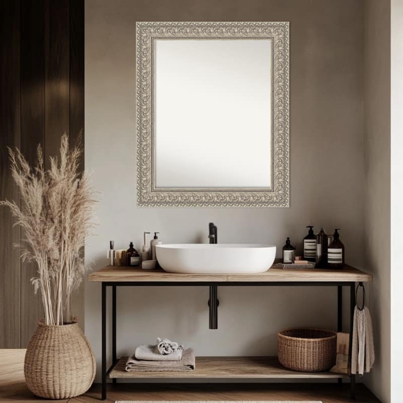 Sydney Silver Non-Beveled Framed Bathroom Vanity Wall Mirror - Sydney Silver