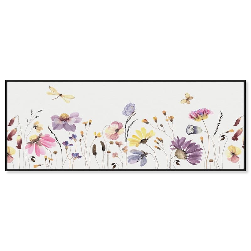 Floral Over Door Art Panoramic Canvas by Art Remedy - Black - 54" x 20"