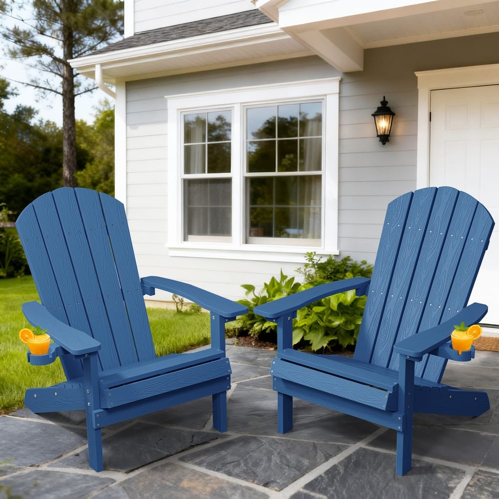 WINSOON All Weather HIPS Outdoor Plastic Adirondack Chairs Set of 2