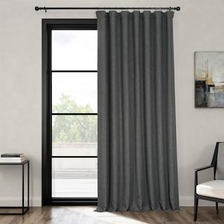 Exclusive Fabrics Textured Faux Linen Extra Wide Room Darkening Curtains for Bedroom & Living Room Curtains (1 Panel)