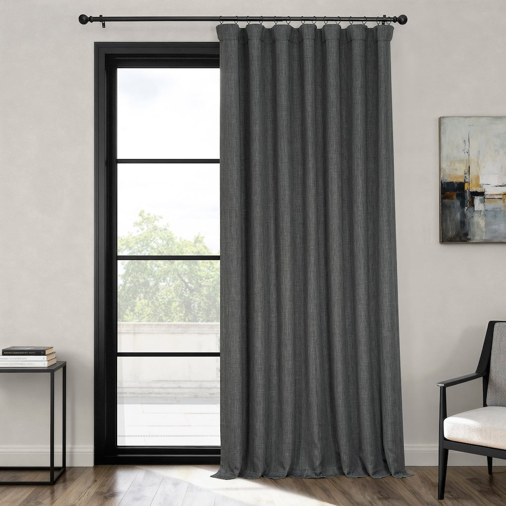 Exclusive Fabrics Textured Faux Linen Extra Wide Room Darkening Curtains for Bedroom & Living Room Curtains (1 Panel)