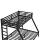 preview thumbnail 11 of 9, Black Twin XL over Queen Size Metal Bunk Bed with Noise Reduction & Ladder