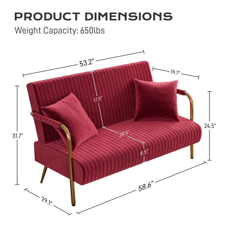 Ouyessir Upholstered Loveseat, Tufted Back Couch, Accent Armchair with 2 Pillows