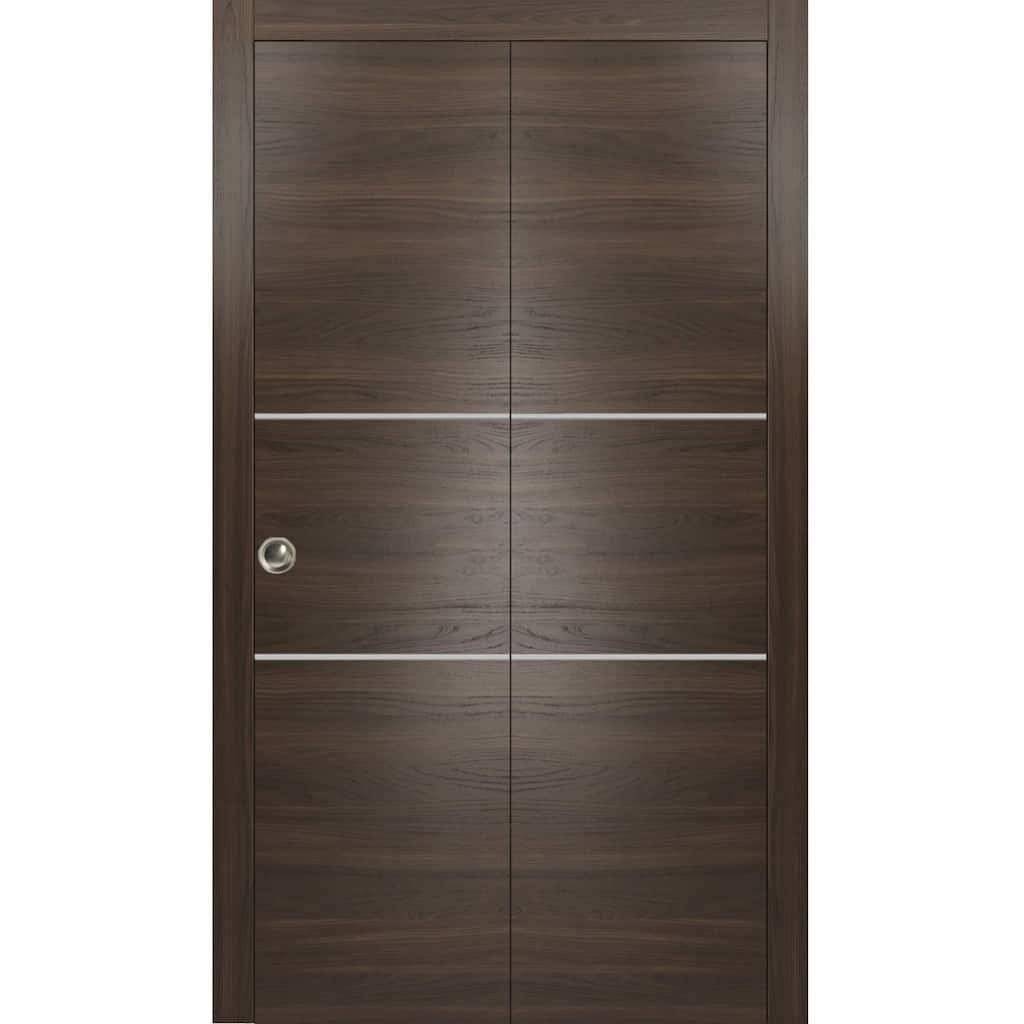 Bi-fold Doors 36 x 80 Planum 0110 Chocolate Ash with Sturdy Tracks