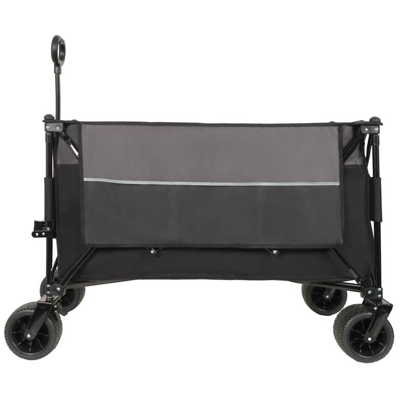 Tall Heavy-Duty Folding Wagon Cart with 480lbs Capacity - All-Terrain Wheels, Side Pockets, Brakes & Drink Holders