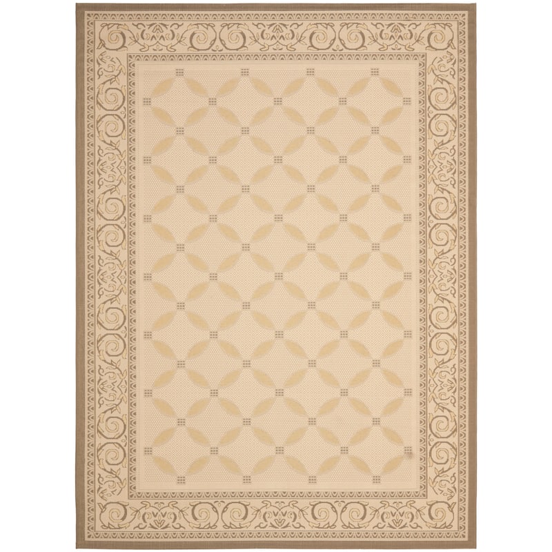 SAFAVIEH Courtyard Zennur Indoor/ Outdoor Waterproof Patio Backyard Rug - Beige/Dark Beige - 9' x 12'
