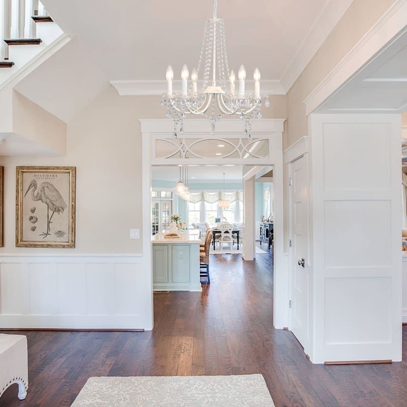 6-Light Farmhouse Crystal Chandelier, Candle Style Chandelier for Living Room Kitchen Island Dining Foyer