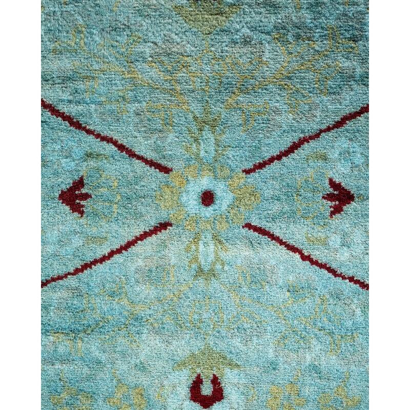 Overton Hand Knotted Wool Vintage Inspired Modern Contemporary Overdyed Blue Area Rug - 3' 2" x 5' 4"