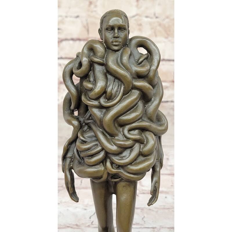 Contemporary Art Bronze Sculpture Of Woman Wearing Imitative Snakes - Unwavering By Pascal Delor