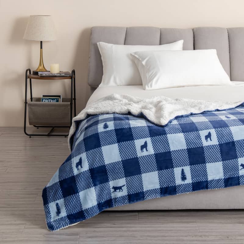 Luxurious Rustic Lodge Velvet Plush Throw - Buffalo Check Lodge