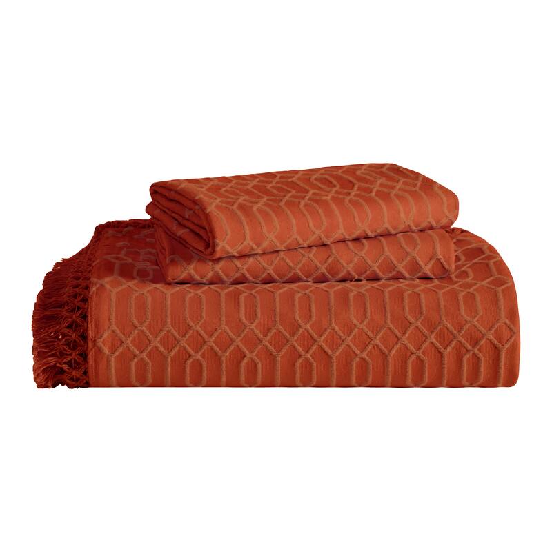 Superior Remi Jacquard Geometric Fringe Cotton Blend Bedspread Set