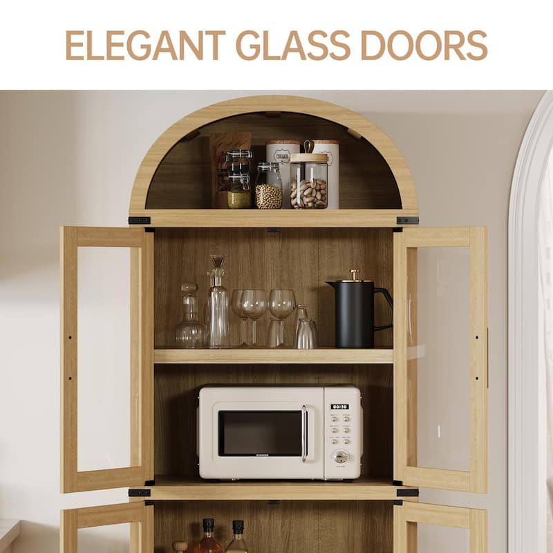 71" Tall Bookshelf, 4 Tier Book Shelf with 2 Storage Drawers, with Doors